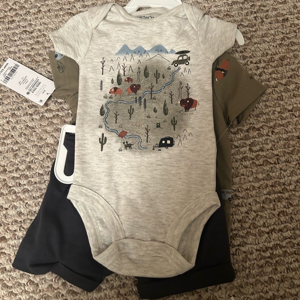 Carter's Gray Adventure Map Bodysuit